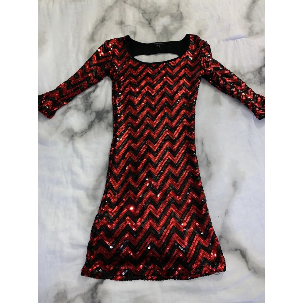 Black & Red Sequin Dress